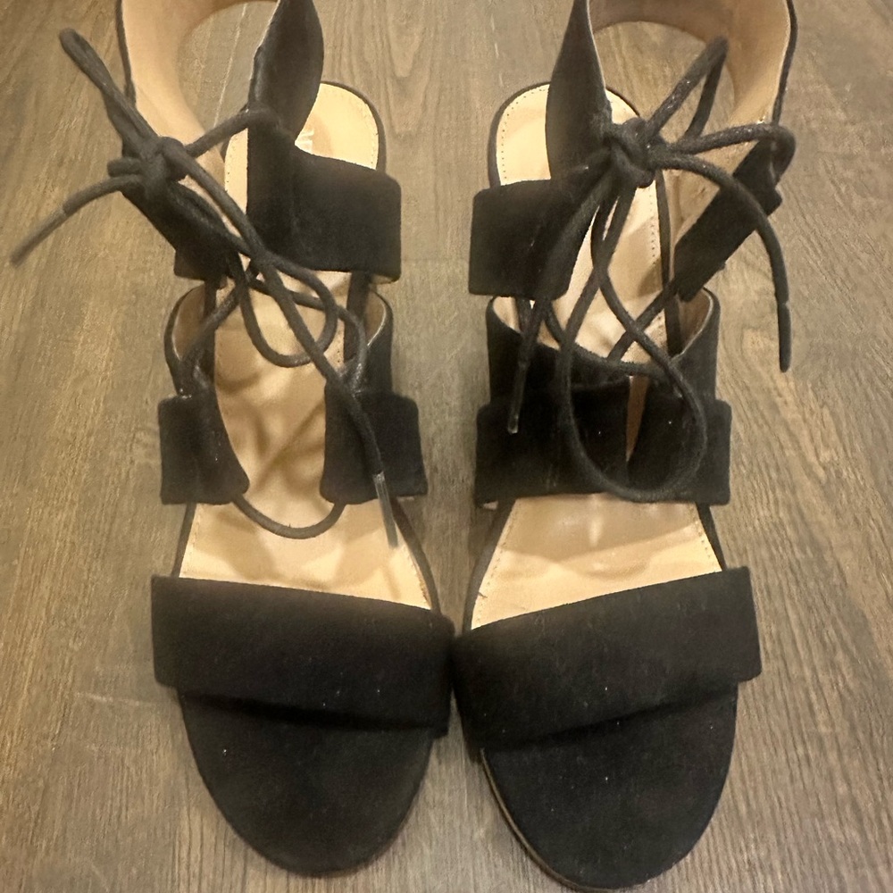 Merona Black Suede Heeled Sandals